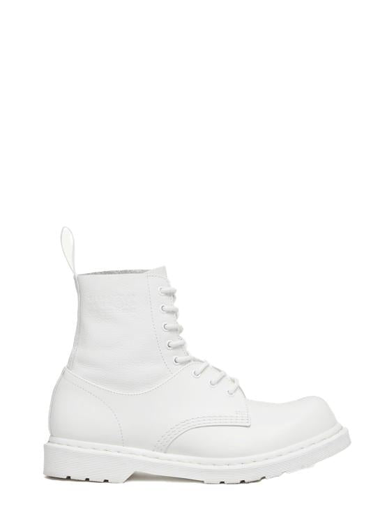 Stivaletti alti con lacci in bianco MM6 x Dr. Martens - donna 