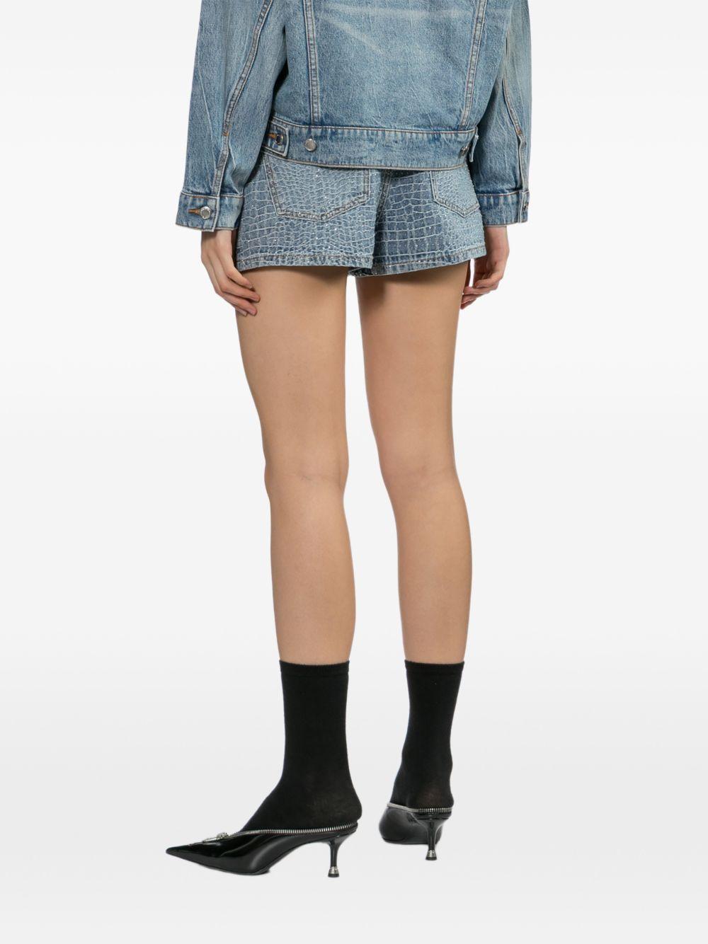 Shorts denim con strass in blu Self-portrait - donna 