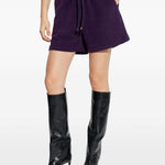 Shorts con coulisse e logo in viola The attico - donna 