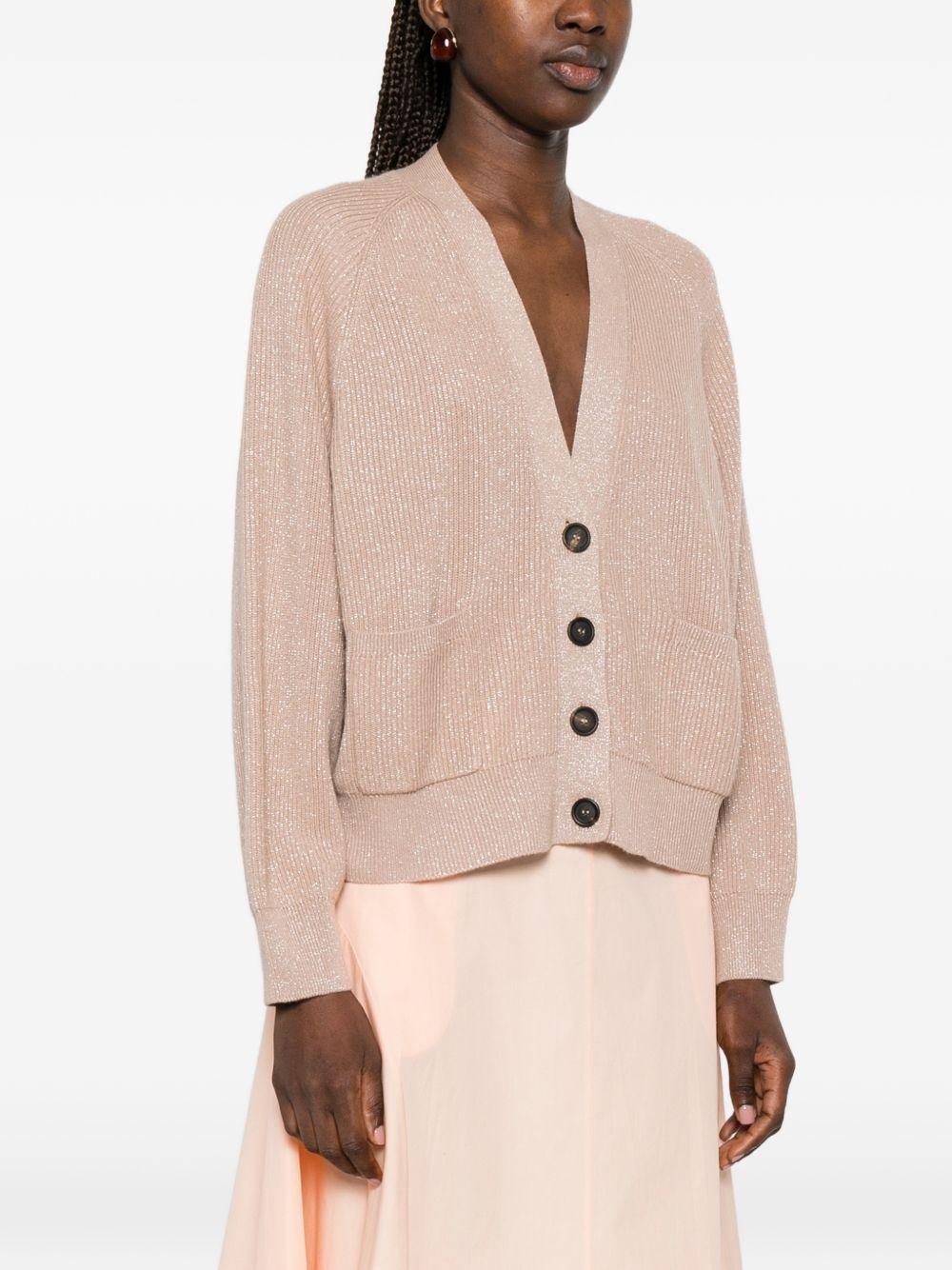 Cardigan a coste con bottoni in beige Brunello cucinelli - donna 