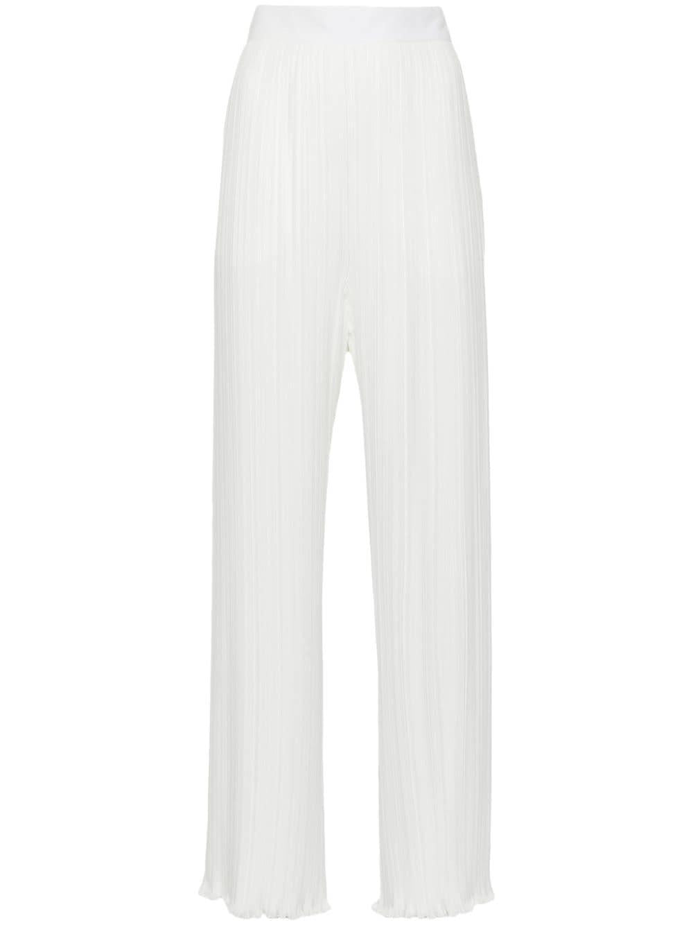 Pantaloni dritti con pieghe in bianco - donna 