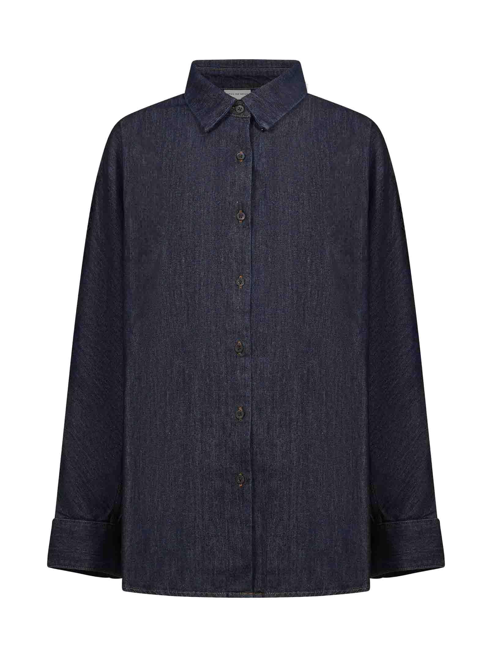 Camicia oversize in denim blu scuro 