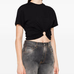 T-shirt con dttaglio ad anello in nero Rabanne - donna 