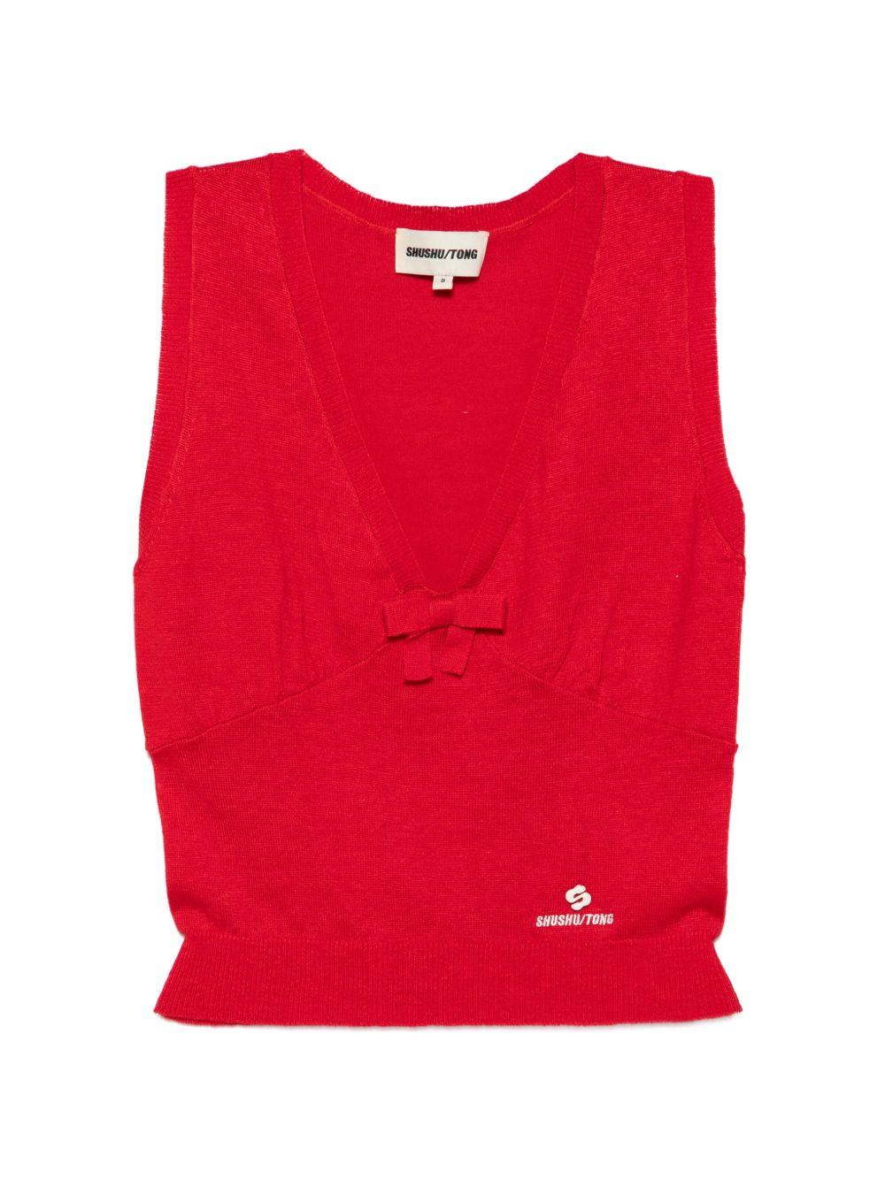 Canotta in maglia con dettaglio a fiocco in rosso Shushu/tong - donna 
