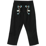 Pantaloni con coulisse e ricamo di uccelli in nero Baziszt - uomo 