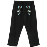 Pantaloni con coulisse e ricamo di uccelli in nero Baziszt - uomo 