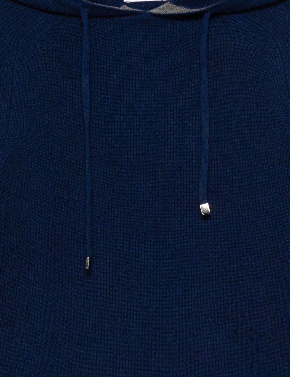 Felpa  con cappuccio in cashemere in blu Kangra - uomo 