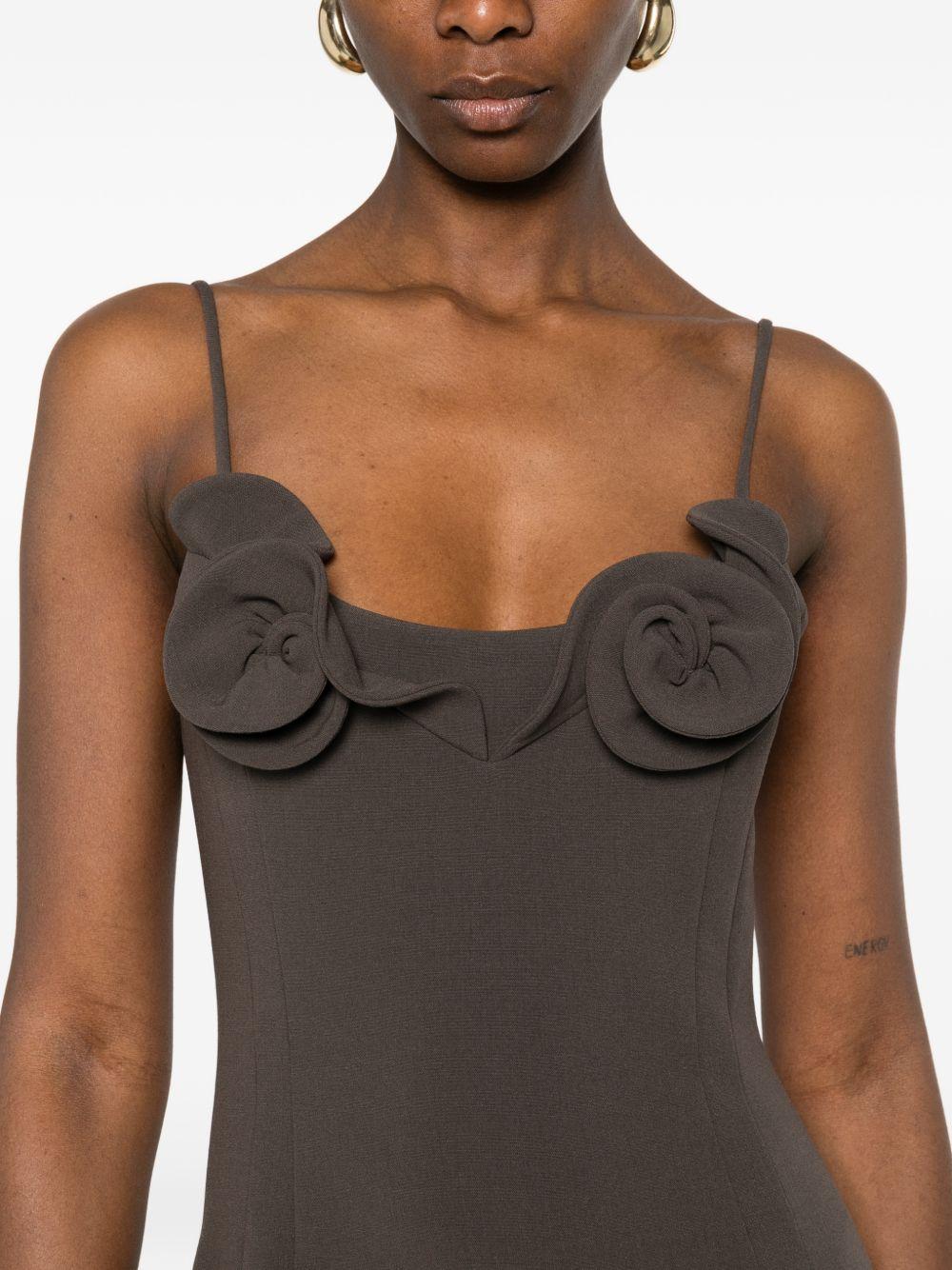 Abito mini con fiori applicati in marrone Magda Butrym - donna 