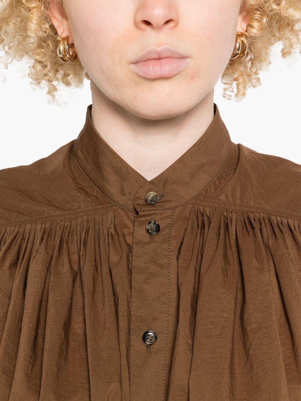 Blusa smanicata in marrone 