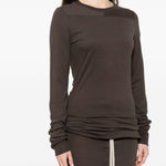 T-shirt a maniche lunghe in cotone grider in marrone Rick Owens x Moncler - unisex<BR/> 