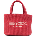 Borsa con logo in raffia in rosso Jimmy choo - donna 