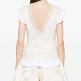 T-shirt a strati in pizzo in bianco e beige Simone rocha - donna 