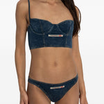 Top in denim con logo sheila-dnm i blu Diesel - donna 