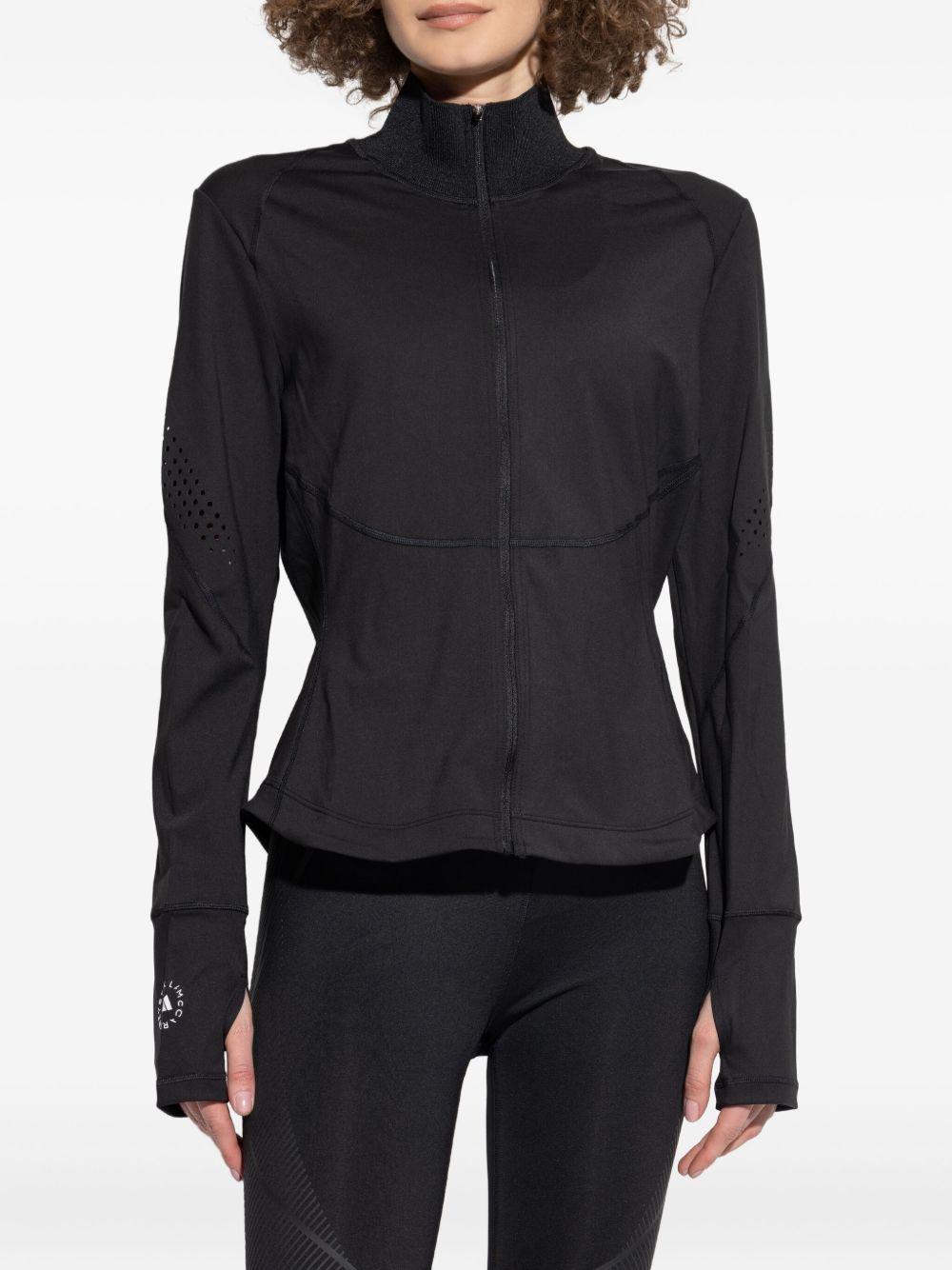 Giacca con zip a collo alto in nero Adidas by stella mc cartney - donna 