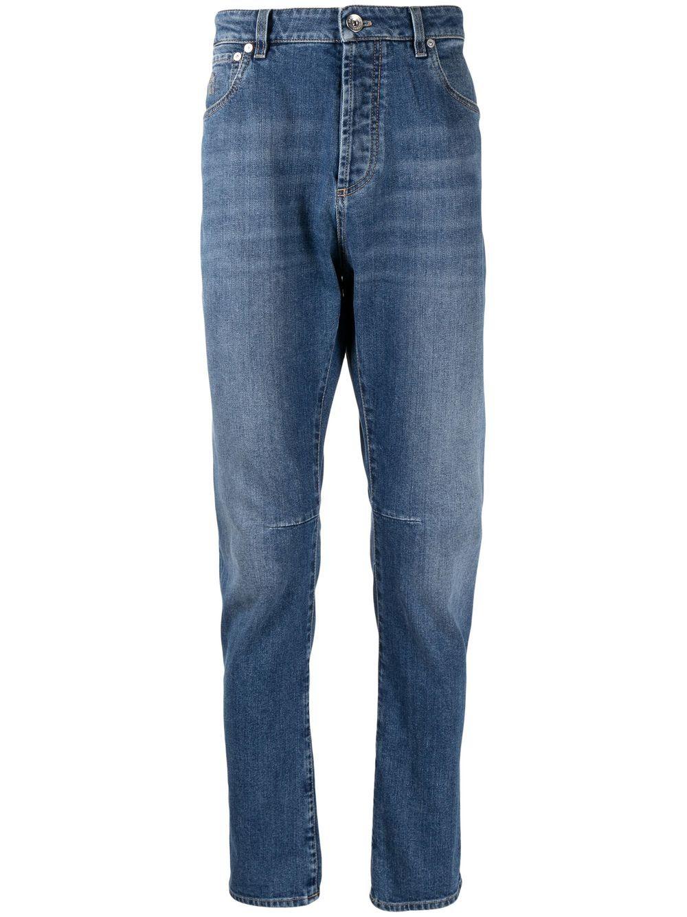 Jeans a gamba dritta dal vestibilità ricca in blu Brunello cucinelli - uomo 