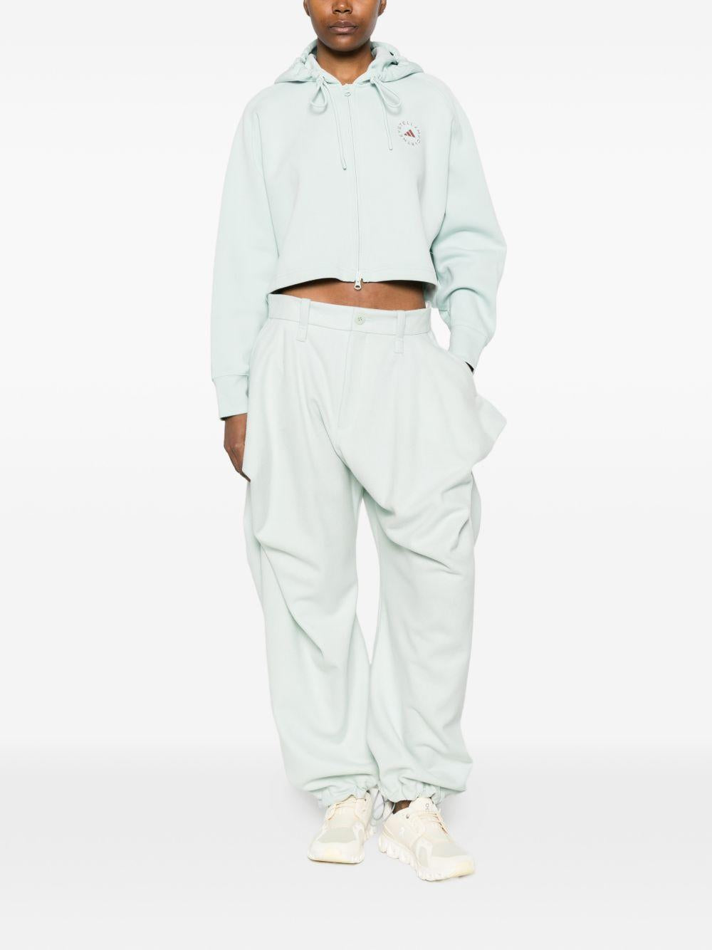 Felpa con stampa logo in verde Adidas by stella mc cartney - donna 
