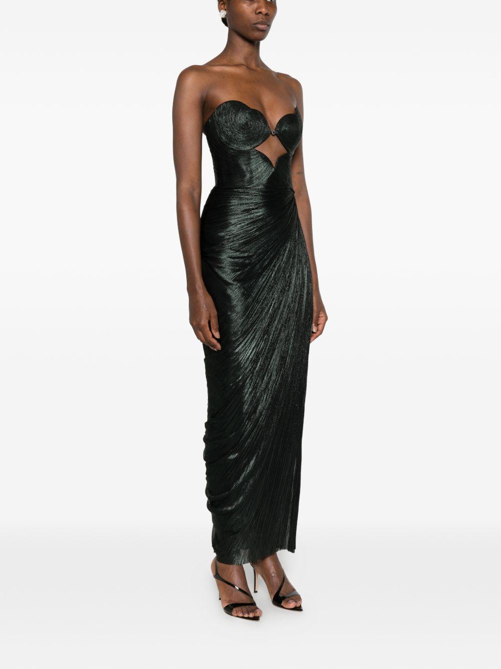 Abito maxi plisse amisha in verde scuro Maria lucia hohan - donna 