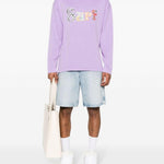T-shirt con ricamo in viola - uomo 