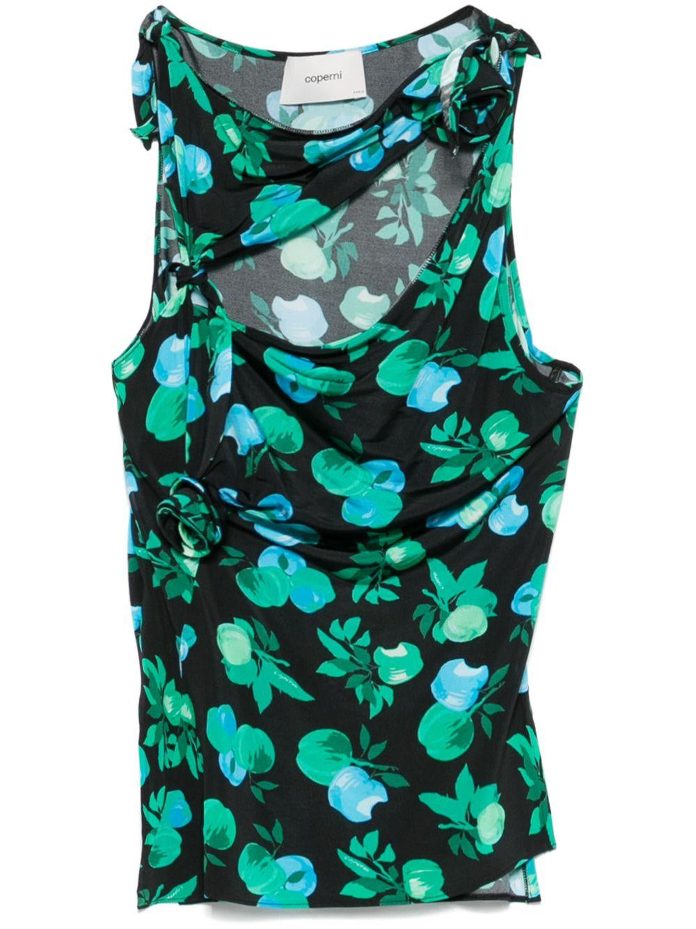 Top asimmetrico  in verde e nero Coperni - donna 