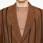 Blazer con righe in marrone Feng Chen Wang - uomo 