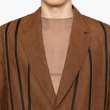Blazer con righe in marrone Feng Chen Wang - uomo 