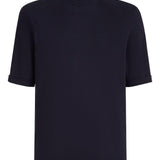T-shirt con collo rialzato in blu Brunello cucinelli - uomo 