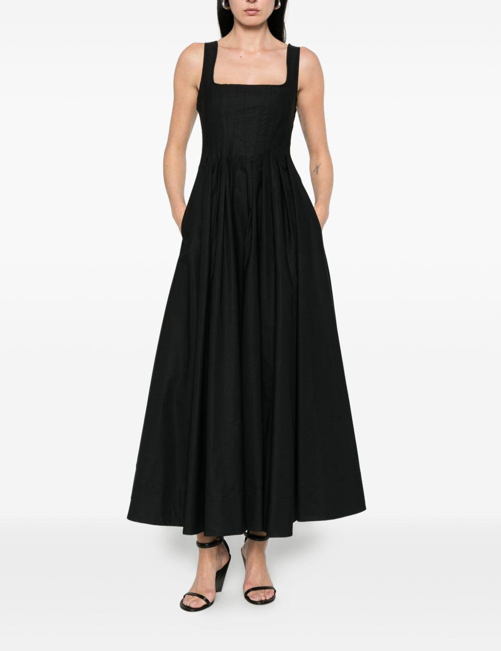 Abito lungo con pieghe in nero Sportmax - donna 