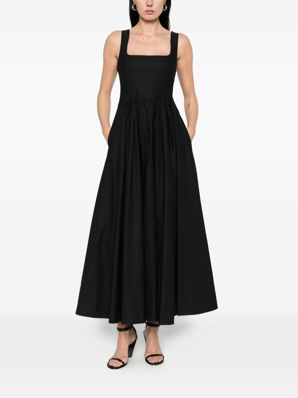 Abito lungo con pieghe in nero Sportmax - donna 