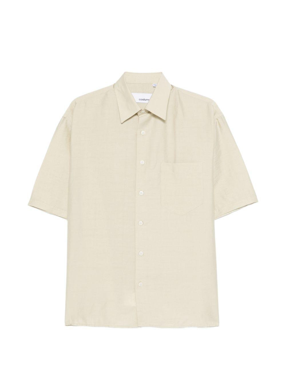 Camicia con tasca a maniche corte in avorio Costumein - uomo 