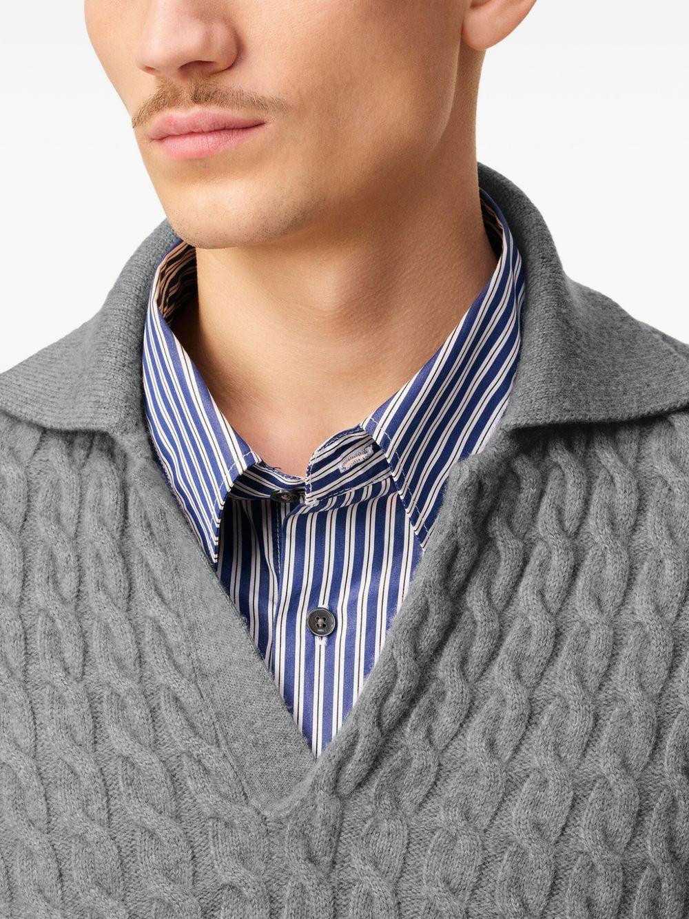 Maglione polo a trecce in grigio Ami paris - unisex 