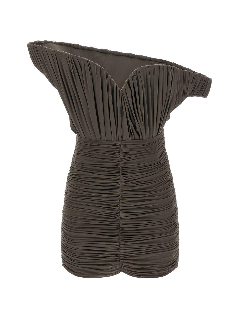 Mini abito monospalla drappeggiato in marrone Magda butrym - donna 