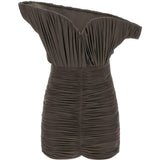 Mini abito monospalla drappeggiato in marrone Magda butrym - donna 
