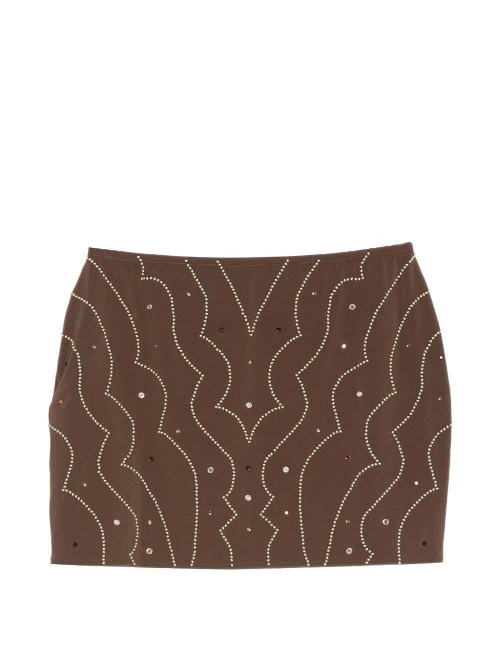 Minigonna con cristalli in marrone Venuja - donna 
