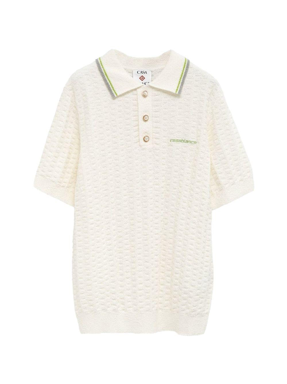 Polo con bottoni e trama in rilievo in bianco Casablanca - uomo 