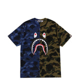 T-shirt in cotone con stampa mimetica in blu e verde A bathing ape - uomo 