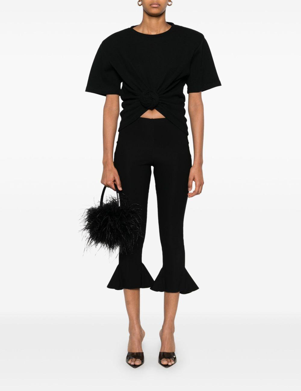 T-shirt con nodo in nero 