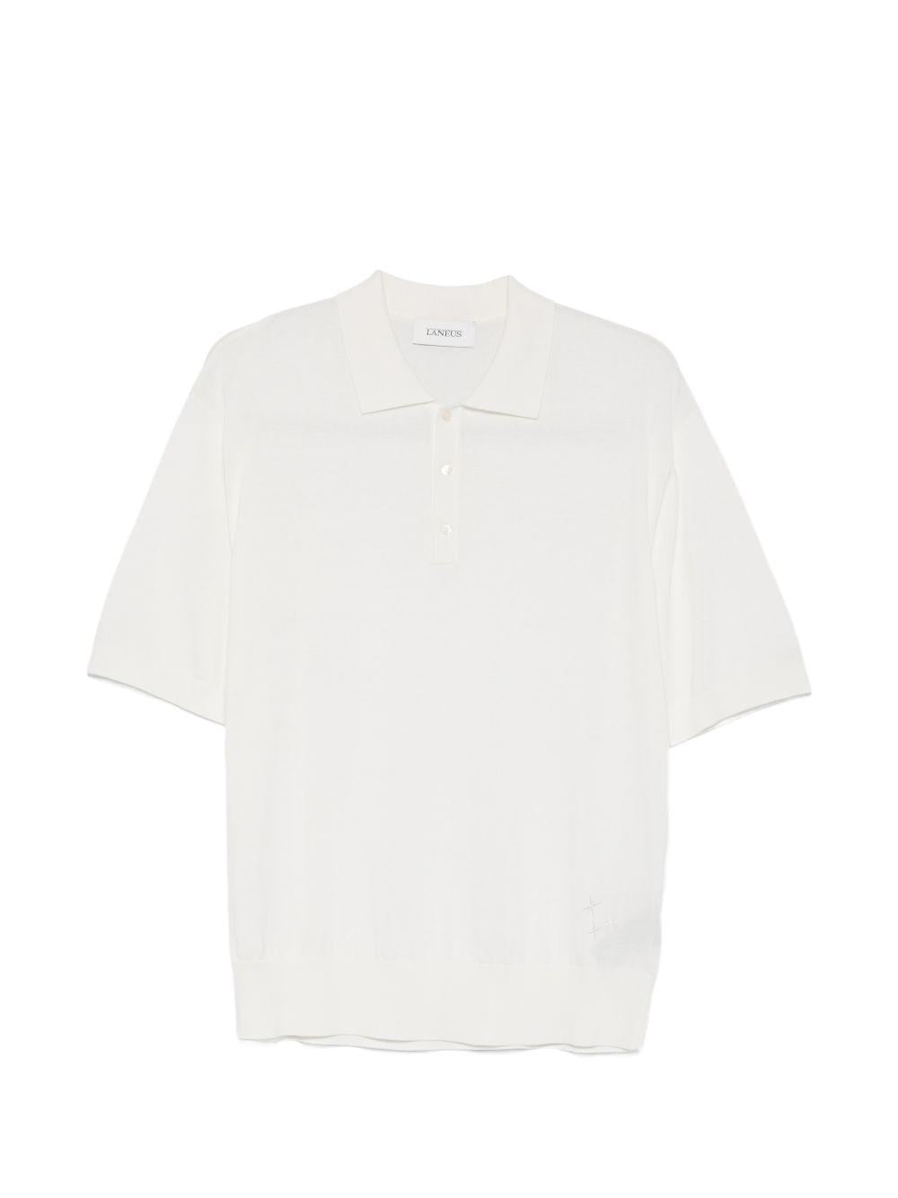 Polo ricamata in bianco Laneus - uomo 