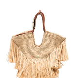 Borsa in raffia Goldentime in beige 