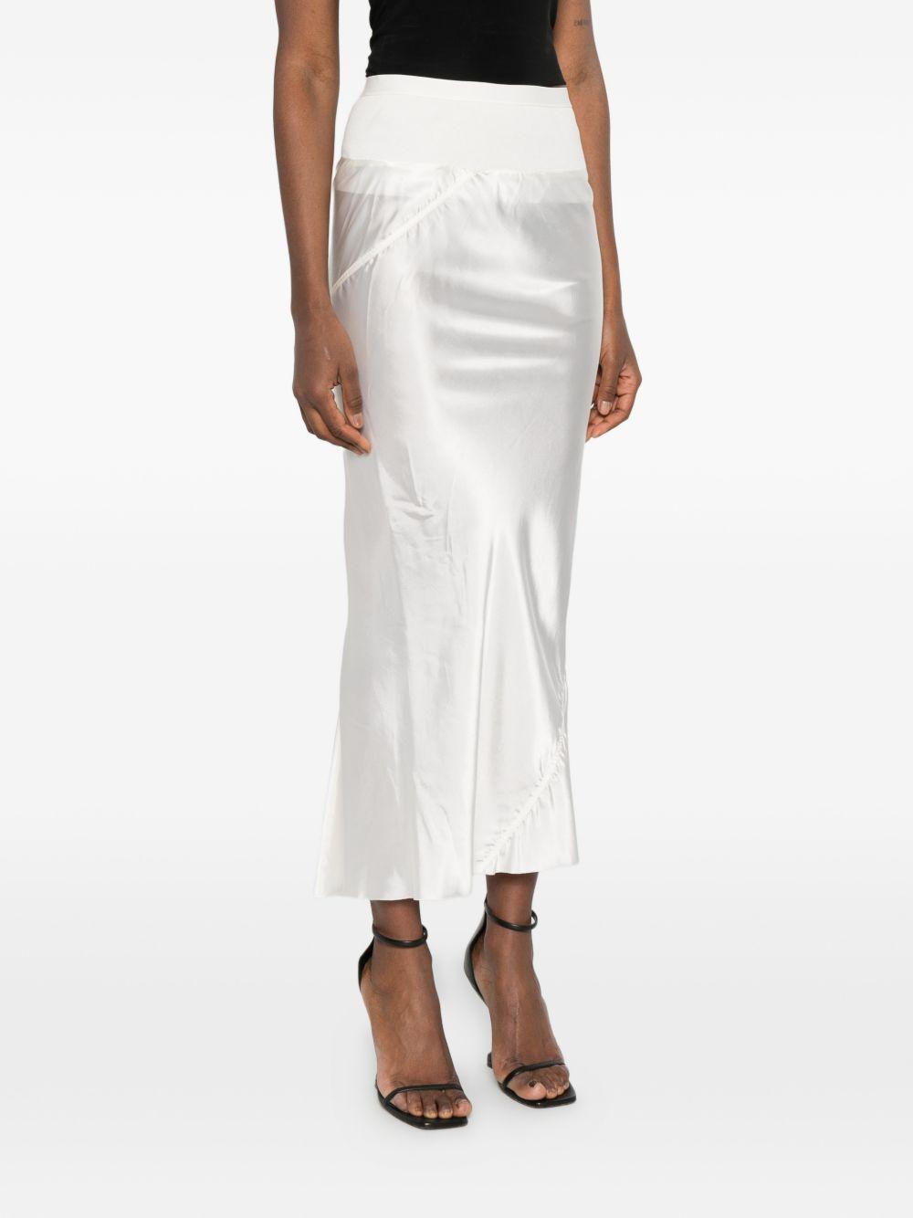 Gonna midi con finitura satinata in bianco Rick owens - donna 