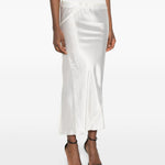 Gonna midi con finitura satinata in bianco Rick owens - donna 