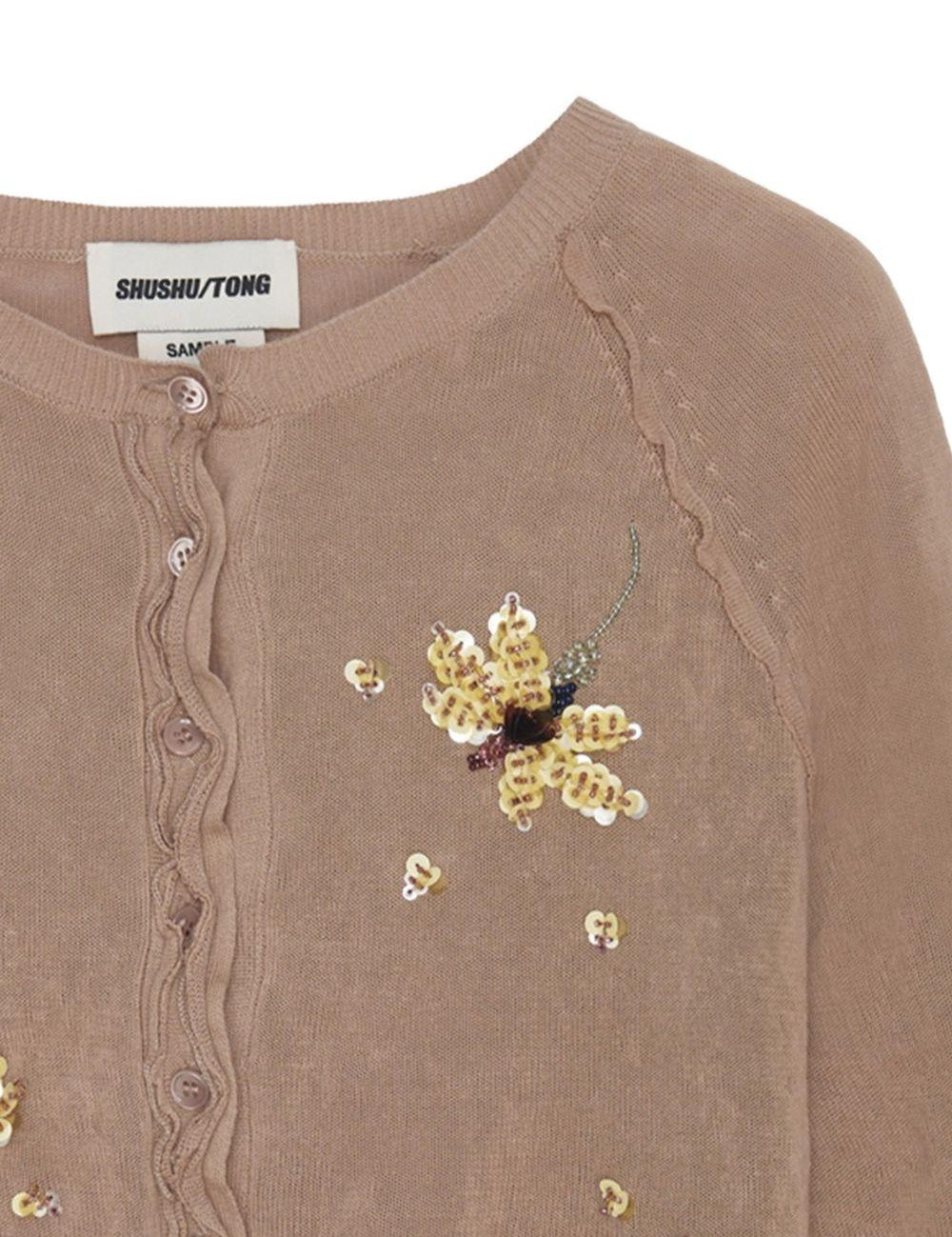 Cardigan con decorazione a fiori in marrone SHUSHU/TONG - donna 