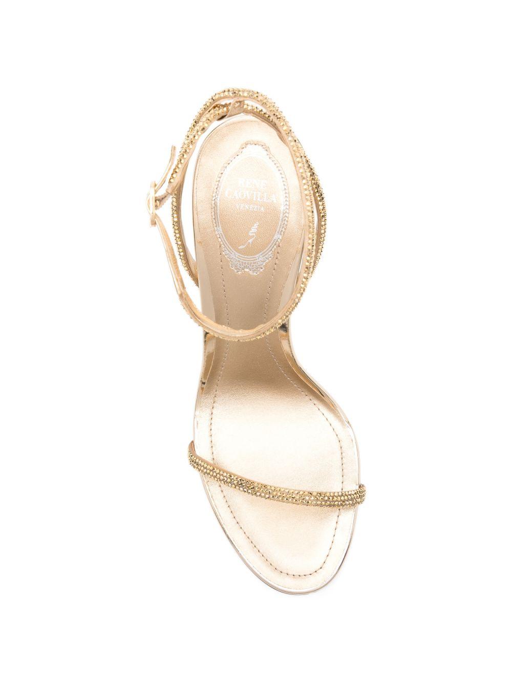 Sandali con cristalli in oro Rene caovilla - donna 