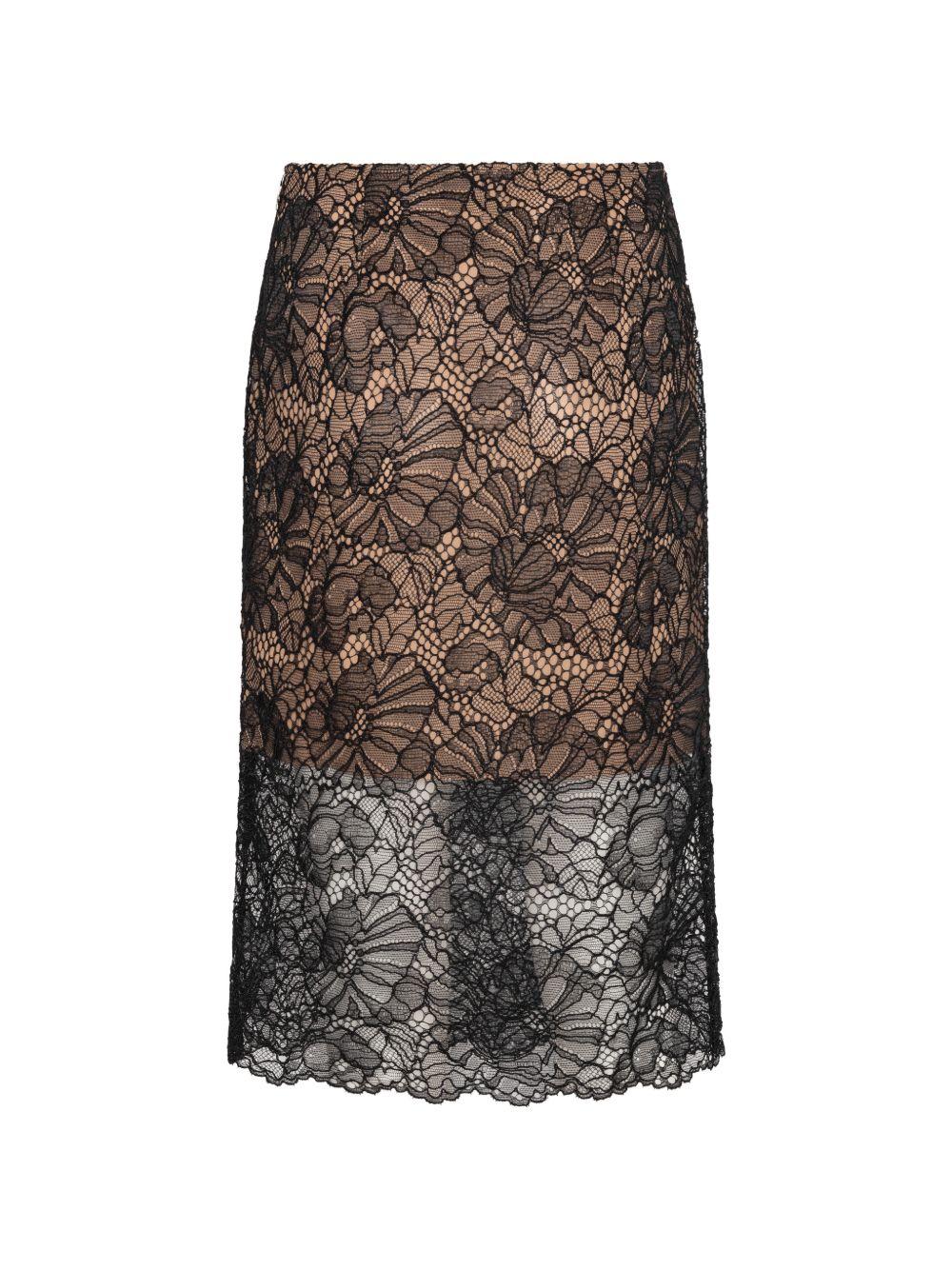 Gonna midi in pizzo in nero 