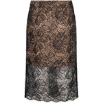 Gonna midi in pizzo in nero 