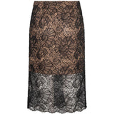 Gonna midi in pizzo in nero 
