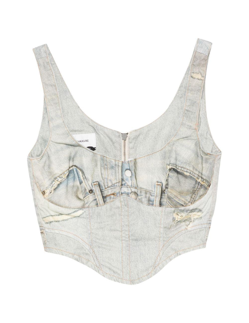 Top smanicato con scollo a V in blu Haikure - donna 