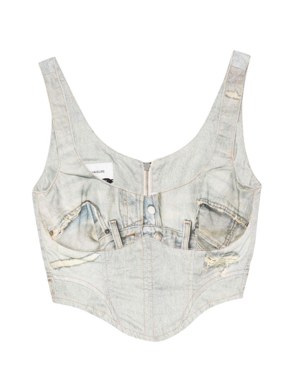 Top smanicato con scollo a V in blu Haikure - donna 