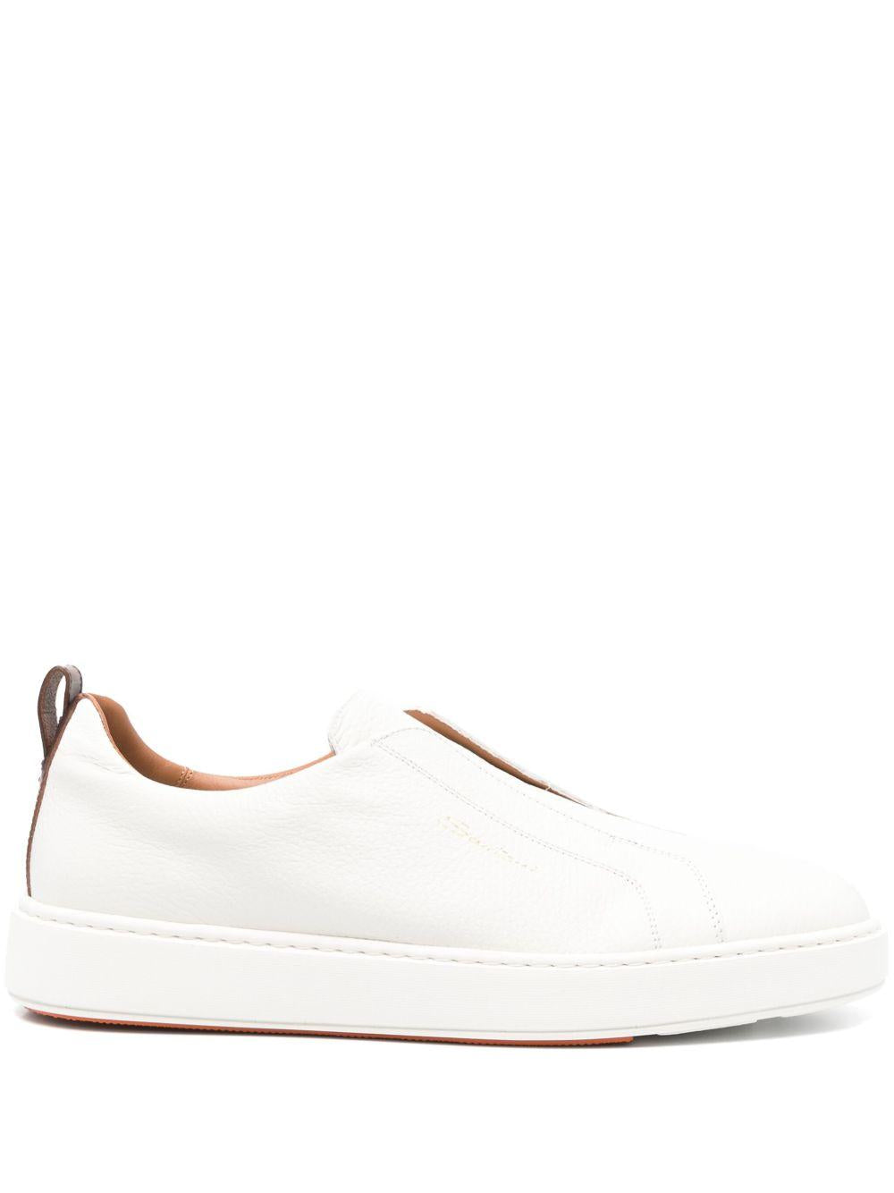 Sneakers senza lacci in suede in bianco Santoni - uomo 