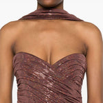 Abito da sera con scollo a cuore in marrone The new arrivals ilkyaz ozel - donna 