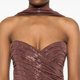 Abito da sera con scollo a cuore in marrone The new arrivals ilkyaz ozel - donna 